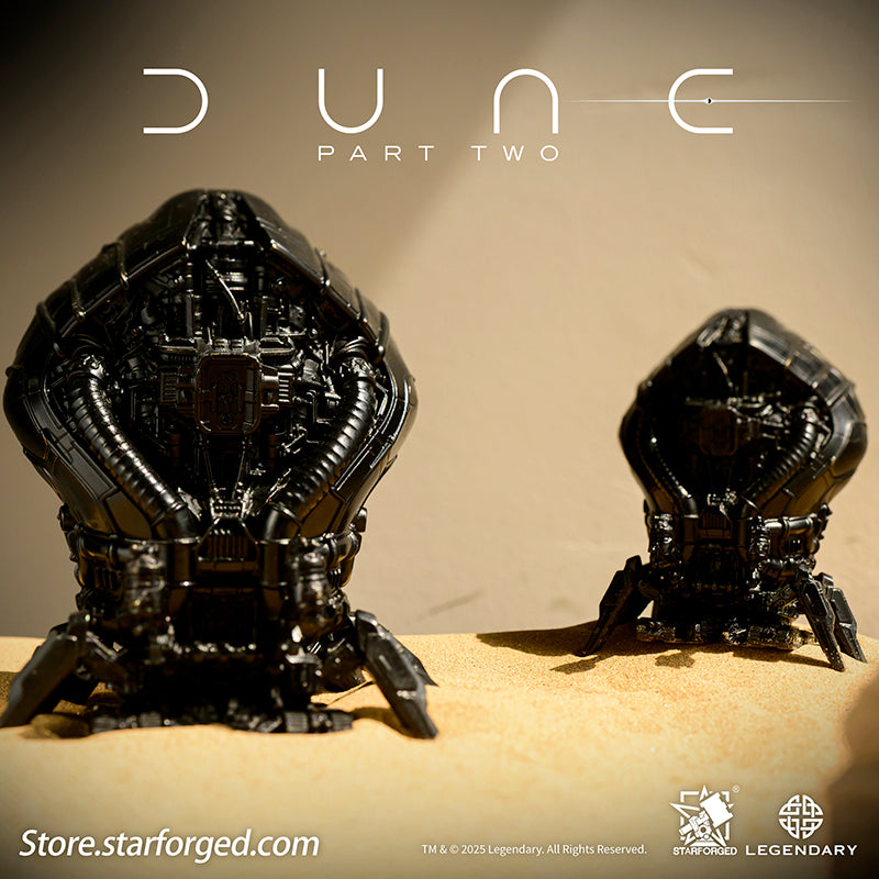 Baron Harkonnen is infamous for his ruthless cruelty and vile machinations. He amasses wealth through extortion, deceit, and betrayal, while maintaining his grip on power through torture, assassination, and slavery.
The Baron is obsessed with usurping House Corrino’s dominion, seeking to forge his own Harkonnen Empire. And on the desert planet of Arrakis, his forces plunder the planet’s precious "spice" with monstrous harvesting machines. The thunderous roar of their engines brings him limitless wealth and